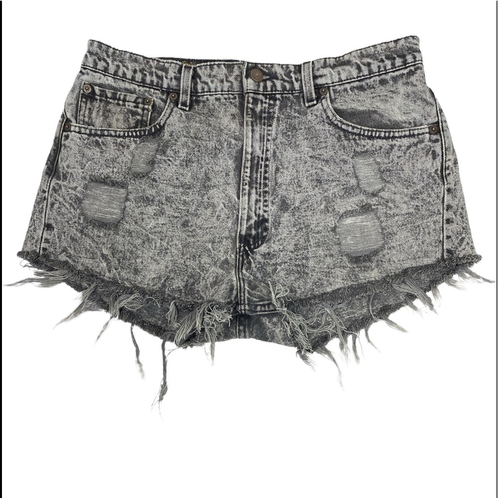 Levi's Shorts Cut Offs High Rise Black Acid Wash Distressed Raw Hem - Picture 10 of 10